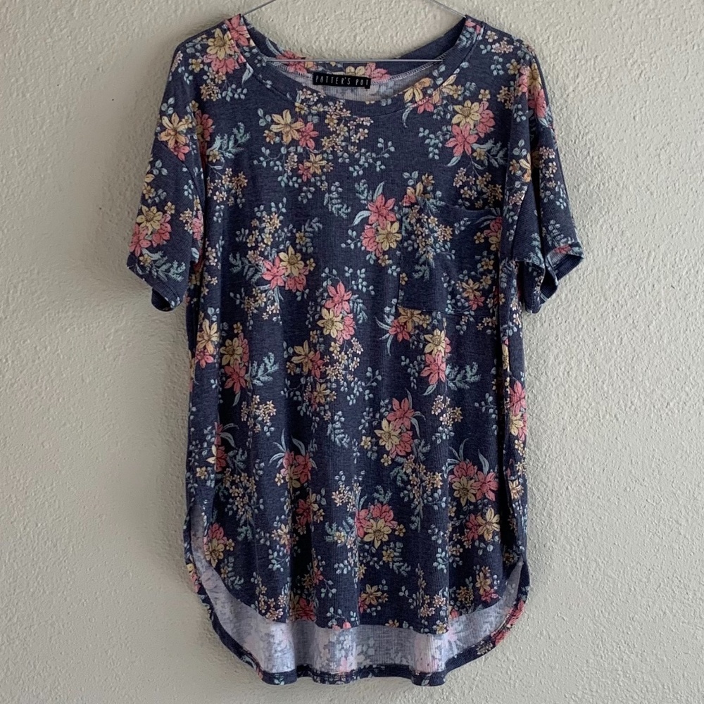 Potter's Pot Super Soft Ribbed Floral Blouse